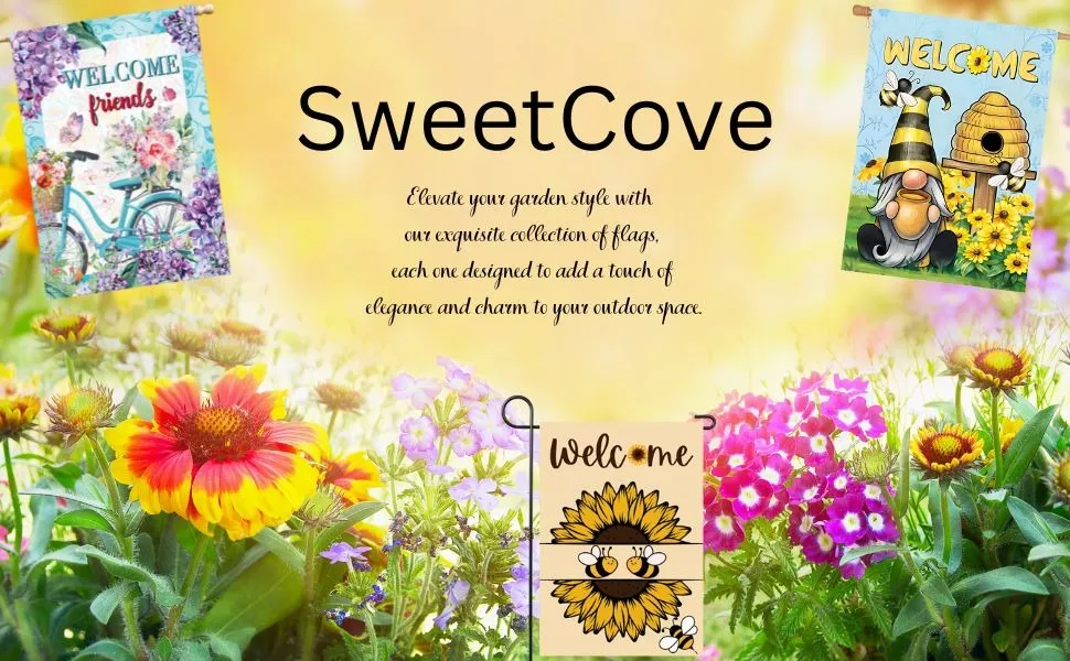 Welcome Gnome Sunflower Bees Butterfly Bicycle Double Sided Dragonfly Spring Summer Garden Flag